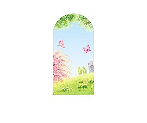Painel Romano Veste Fácil 1,00x2,00 - Jardim com Borboletas Aquarela 002