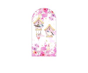 Painel Romano Veste Fácil 1,00x2,00 - Jardim Flores Rosas 014