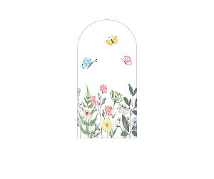 Painel Romano Veste Fácil 1,00x2,00 - Jardim com Flores Coloridas Aquarela 029