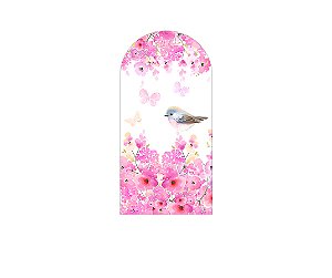 Painel Romano Veste Fácil 1,00x2,00 - Jardim Rosa com Passarinhos 032