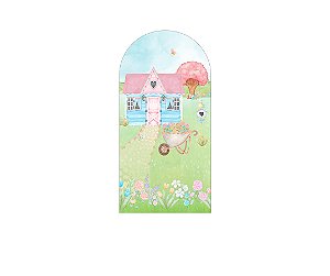 Painel Romano Veste Fácil 1,00x2,00 - Jardim Encantado com Casinha 035