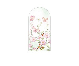Painel Romano Veste Fácil 1,00x2,00 - Jardim Rosa e Verde Tom Pastel 057