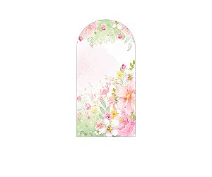 Painel Romano Veste Fácil 1,00x2,00 - Jardim Flores Rosa e Verde 061