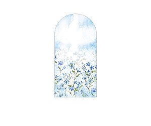 Painel Romano Veste Fácil 1,00x2,00 - Jardim com Floral Azul Aquarelado 066