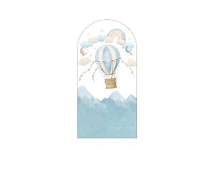 Painel Romano Veste Fácil 1,00x2,00 - Balão Aquarela Azul com Bege 005