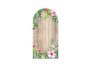 Painel Romano Veste Fácil 1,00x2,00 -  Efeito Madeira com Flores 003