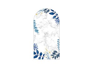 Painel De Festa Romano 1,00x2,00- Efeito Geométrico Flores Azul 031