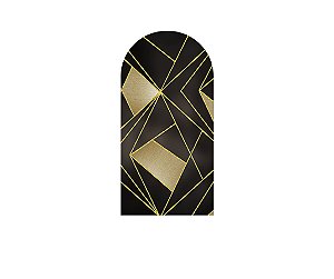 Painel De Festa Romano 1,00x2,00- Marrom Escuro Geométrico Dourado 034