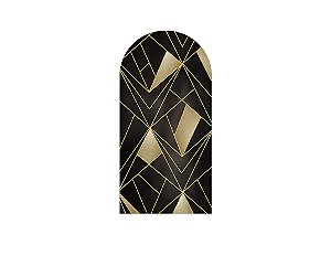 Painel De Festa Romano 1,00x2,00- Marrom Escuro com Geométrico Dourado 035