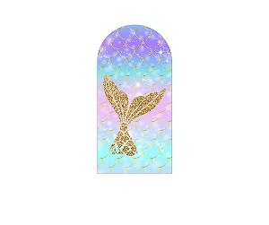 Painel De Festa Romano 1,00x2,00- Cauda de Sereia Efeito Glitter 011