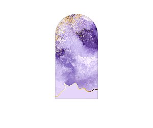 Painel De Festa Romano 1,00x2,00- Efeito Mármore Lilás com Dourado 024