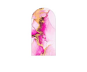 Painel De Festa Romano 1,00x2,00- Efeito Mármore Pink com Dourado 025
