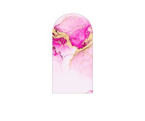 Painel De Festa Romano 1,00x2,00- Efeito Mármore Pink e Dourado 026