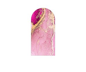 Painel De Festa Romano 1,00x2,00- Efeito Mármore Pink e Dourado 056