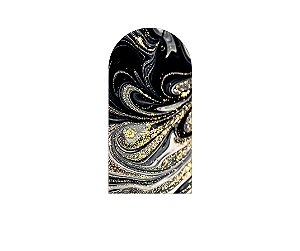 Painel De Festa Romano 1,00x2,00- Preto com Ondulações Douradas 058