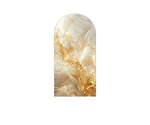 Painel De Festa Romano 1,00x2,00- Efeito Mármore Bege e Dourado 074