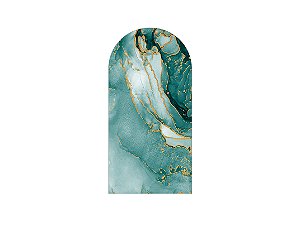 Painel De Festa Romano 1,00x2,00- Efeito Mármore Verde e Dourado 100
