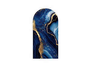 Painel De Festa Romano 1,00x2,00- Efeito Mármore Azul com Dourado 103