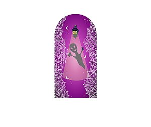 Painel De Festa Romano 1,00x2,00- Halloween Casa da Bruxa Roxo 014