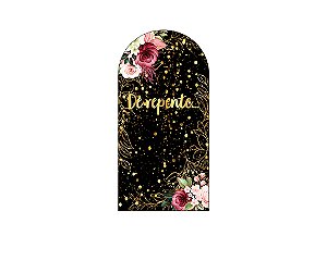 Painel De Festa Romano 1,00x2,00- Flores De repente Dourado 009