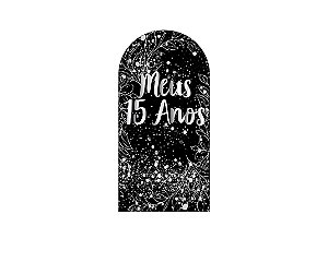 Painel De Festa Romano 1,00x2,00- Efeito Brilhos Meus 15 Anos Prateado 025