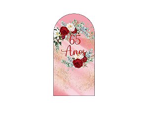 Painel De Festa Romano 1,00x2,00- Efeito Mármore Floral 65 Anos 094