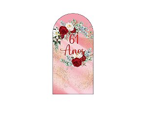 Painel De Festa Romano 1,00x2,00- Efeito Mármore Floral 61 Anos 097