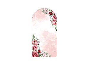Painel De Festa Romano 1,00x2,00- Flores Aquarela Vermelha 161