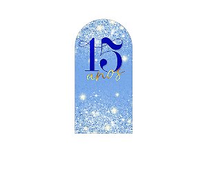 Painel De Festa Romano 1,00x2,00- 15 Anos Azul Efeito Glitter 201