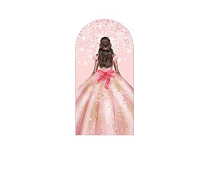Painel De Festa Romano 1,00x2,00- Princesa Rosa Suave Efeito Glitter 206