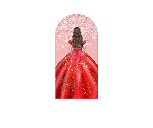 Painel De Festa Romano 1,00x2,00- Princesa Vermelho Efeito Glitter 208