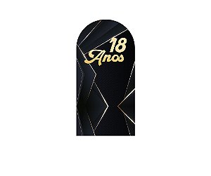 Painel De Festa Romano 1,00x2,00- 18 Anos Preto com Dourado 210