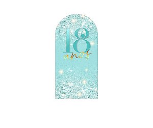 Painel De Festa Romano 1,00x2,00- 18 Anos Azul Esverdeado Efeito Glitter 211