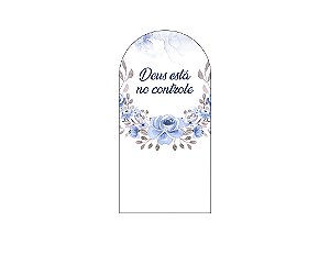 Painel De Festa Romano 1,00x2,00- Deus Está no Controle Floral Azul 008