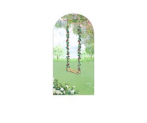 Painel De Festa Romano 1,00x2,00- Jardim Aquarela com Balanço 003