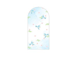 Painel De Festa Romano 1,00x2,00- Jardim de Passarinhos Azul 004