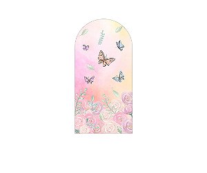 Painel De Festa Romano 1,00x2,00- Jardim Com Borboletas 023