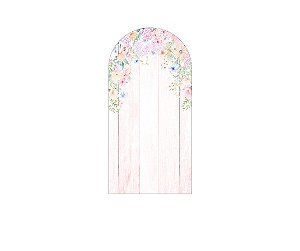 Painel De Festa Romano 1,00x2,00- Jardim Efeito Madeira com Flores 041