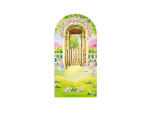 Painel De Festa Romano 1,00x2,00- Jardim Porta Flores Rosas 047