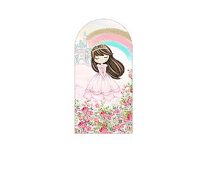 Painel De Festa Romano 1,00x2,00- Princesa Cute no Jardim Florido 050