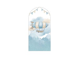 Painel De Festa Romano 1,00x2,00- Balão Cute Azul com Bege 004