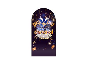 Painel De Festa Romano 1,00x2,00- Carnaval Dourado com Azul 021
