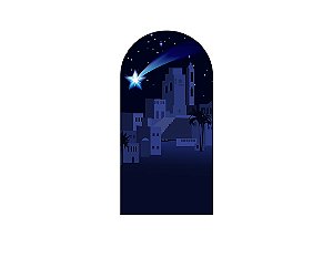 Painel De Festa Romano 1,00x2,00- Sagrada Familia Natal Azul 001