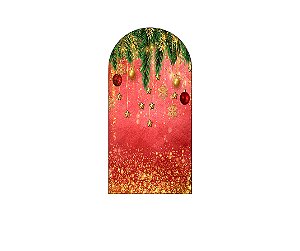 Painel De Festa Romano 1,00x2,00- Natal Vermelho com Folhagens 009