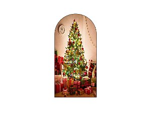Painel De Festa Romano 1,00x2,00- Sala de Estar com Árvore de Natal 010