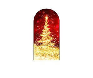 Painel De Festa Romano 1,00x2,00- Árvore de Natal Dourada Efeito Glitter 015