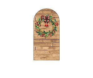 Painel De Festa Romano 1,00x2,00- Natal Efeito Madeira com Guirlanda 030