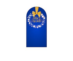 Painel De Festa Romano 1,00x2,00- Feliz Natal Azul e Dourado 036