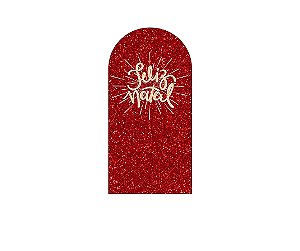 Painel De Festa Romano 1,00x2,00- Feliz Natal Efeito Glitter Vermelho 053