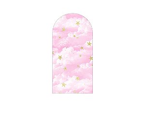 Painel De Festa Romano 1,00x2,00- Nuvens e Estrelas Rosa 017
